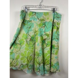 Sandra Darren Green Floral Skirt Size 16